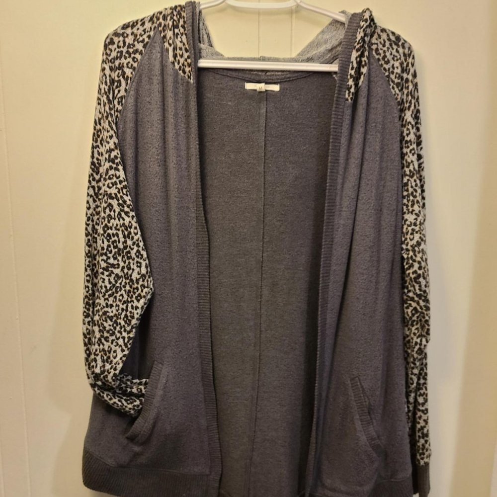 Gray/Blue Leopard Cardigan